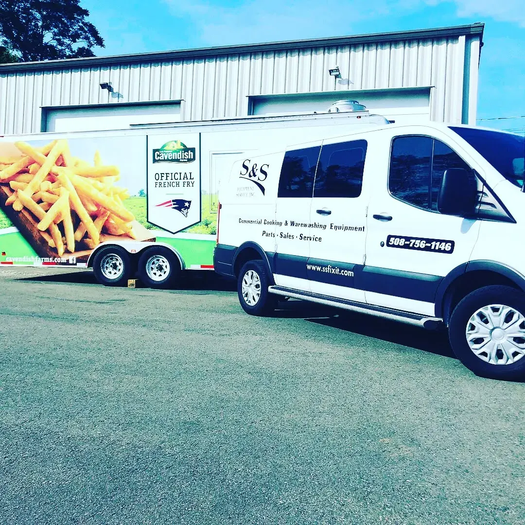 S&S Equipment service van and trailer for commercial food equipment service